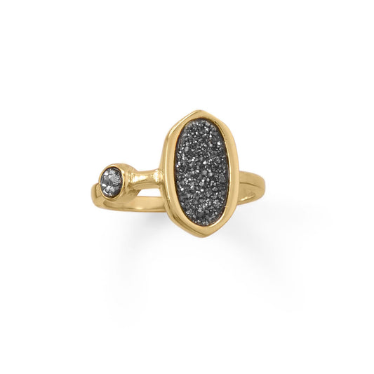 14 Karat Gold Plate Druzy Ring