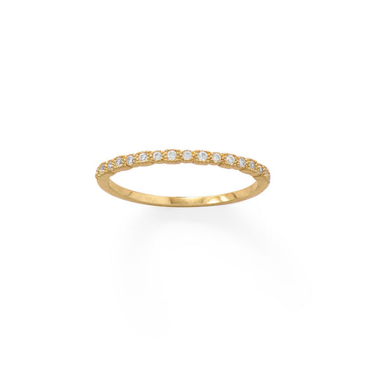 14 Karat Gold Plated Thin CZ Ring