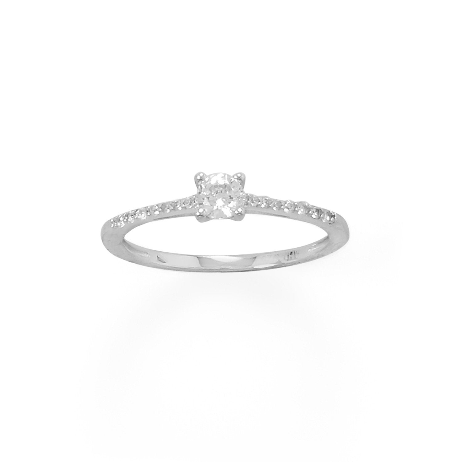 4mm CZ with Rhodium Plated CZ Band