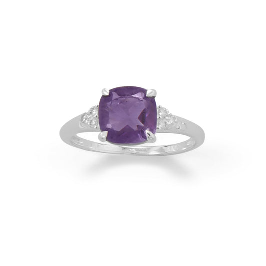 Sterling Silver Amethyst and CZ Band