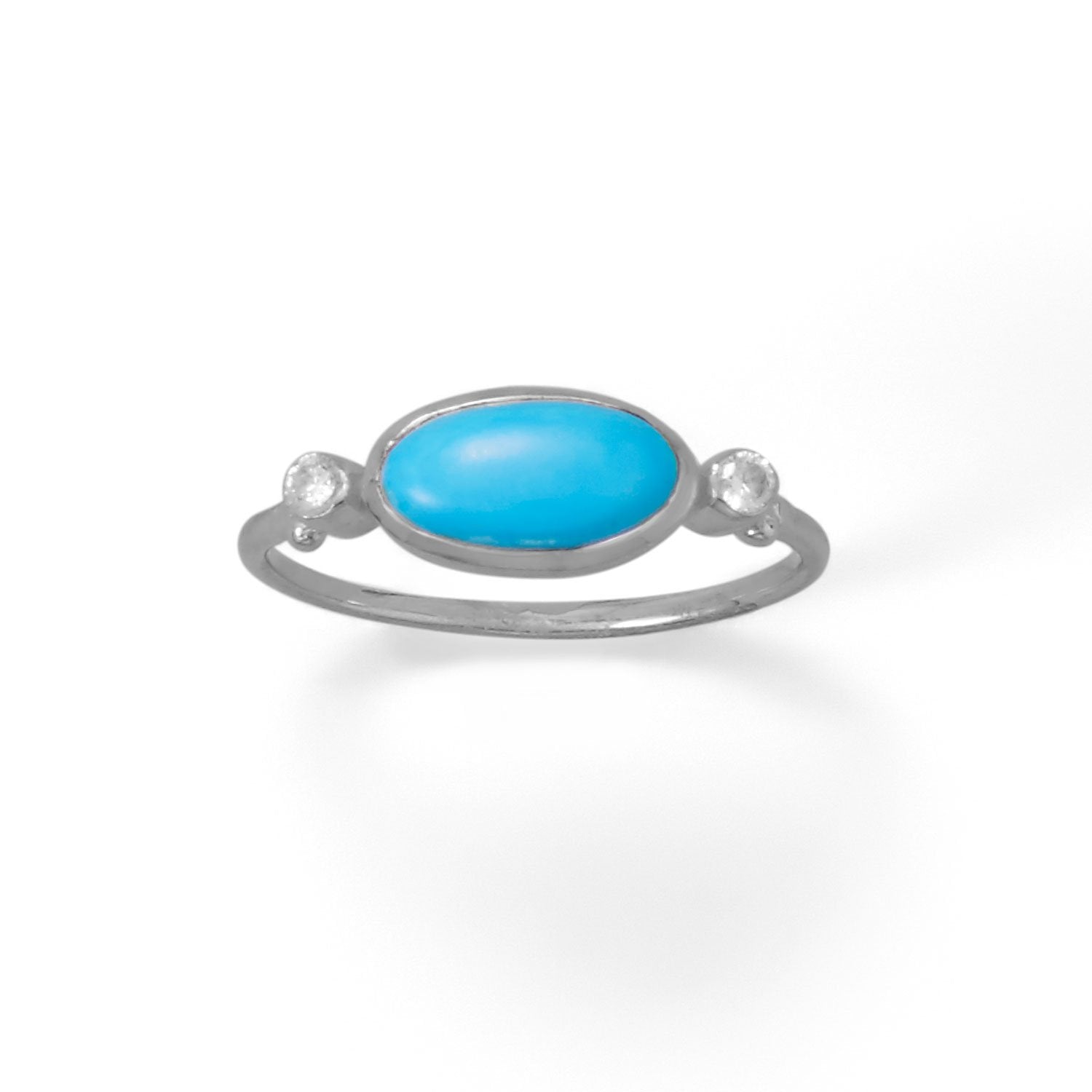 Oval Synthetic Turquoise and CZ Ring