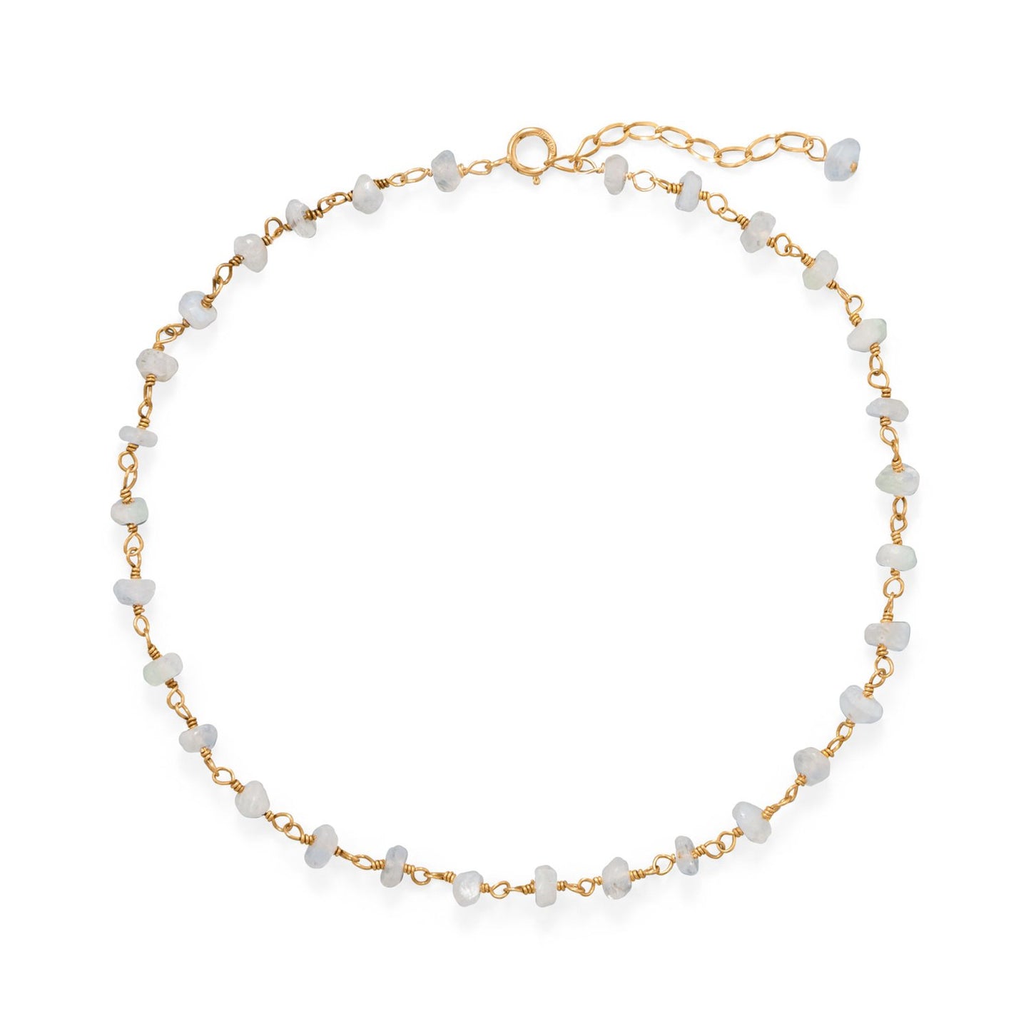 Moonlight Glow! 14 Karat Gold Plated Rainbow Moonstone Anklet