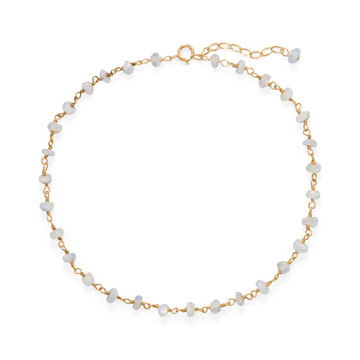 Moonlight Glow! 14 Karat Gold Plated Rainbow Moonstone Anklet