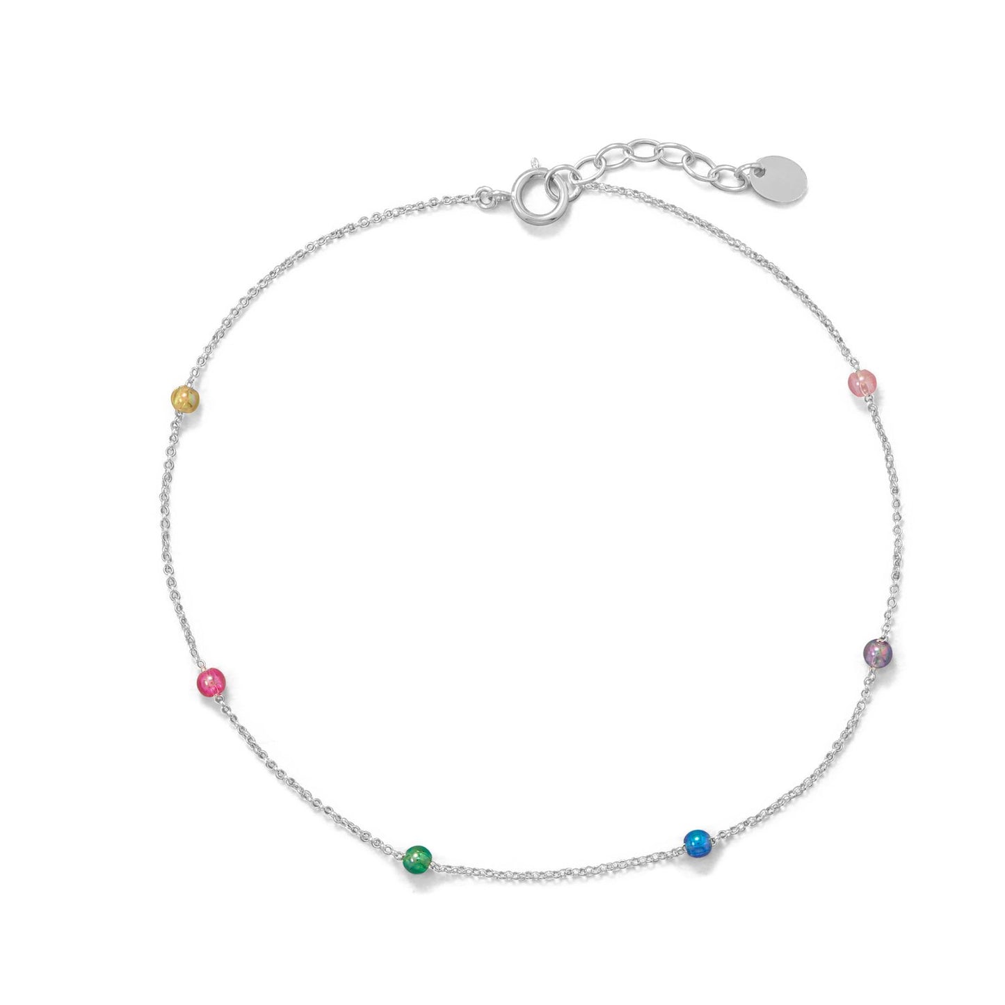 9.25"+1" Muli Color Beaded Anklet