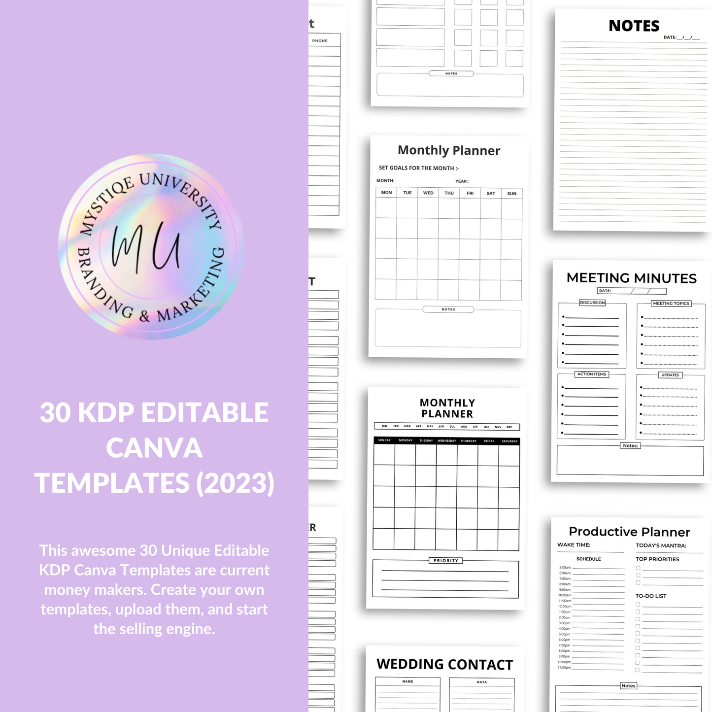 30 KDP Editable Canva Templates (2023)