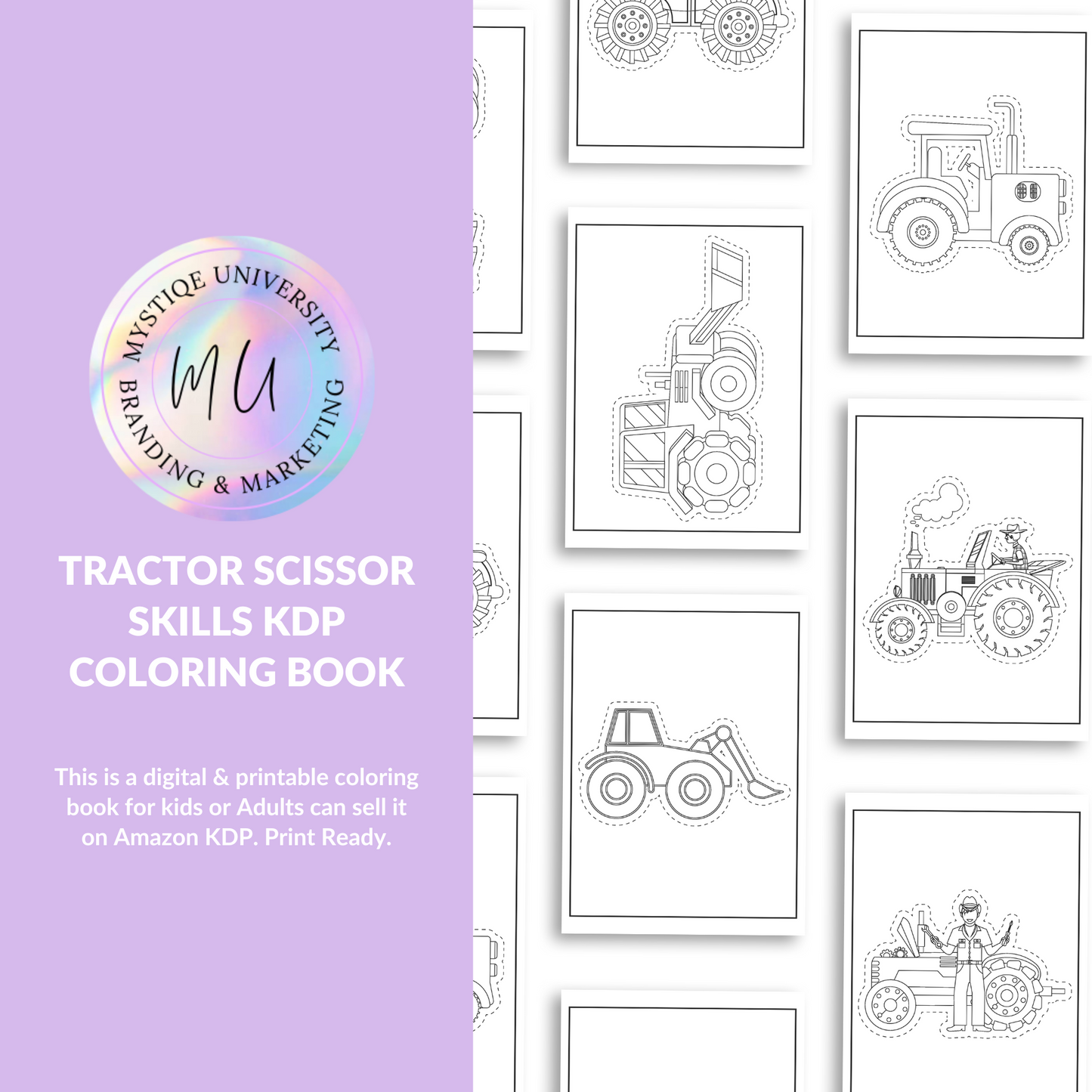 Tractor Scissor Skills KDP Coloring Book