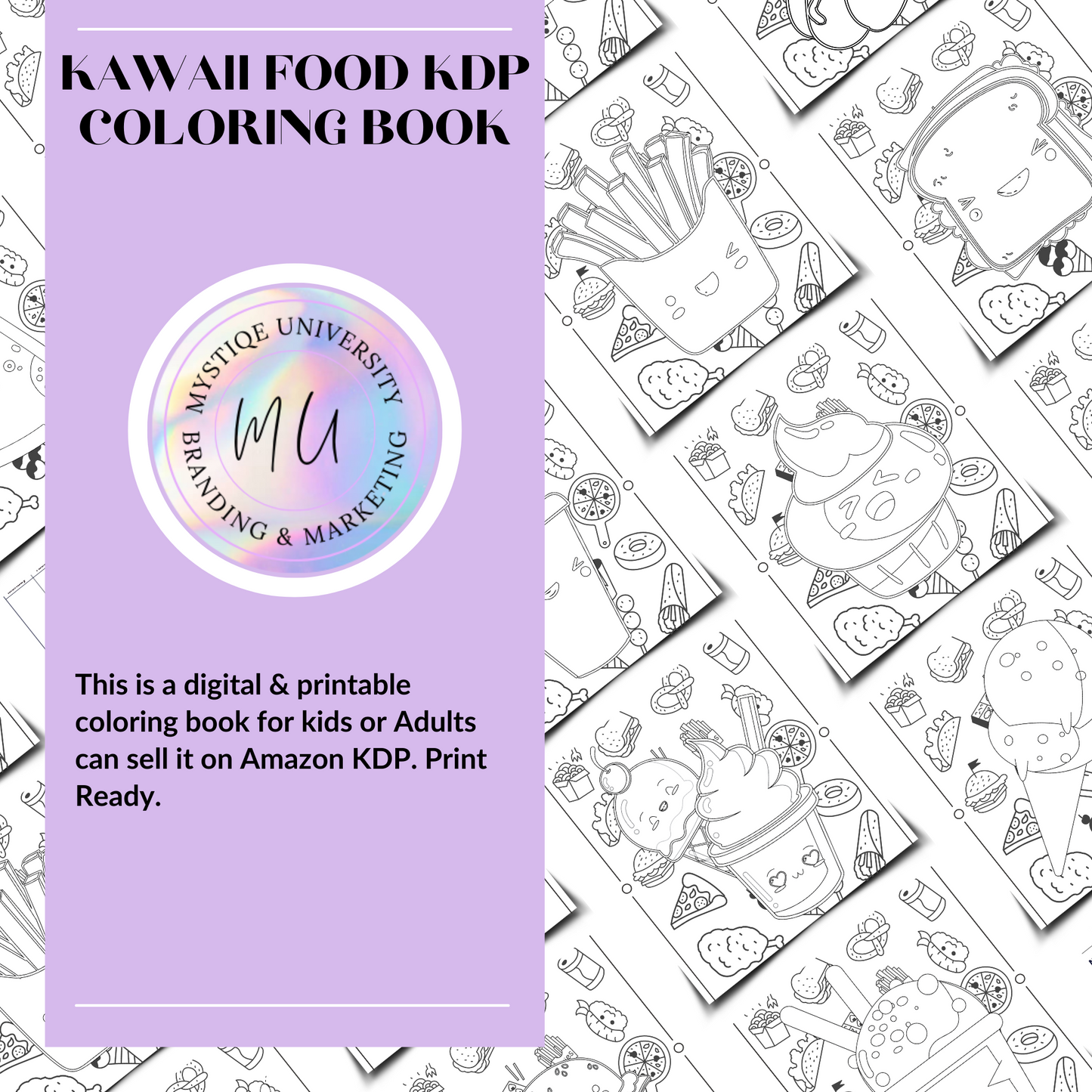 Kawaii Food KDP Coloring Book