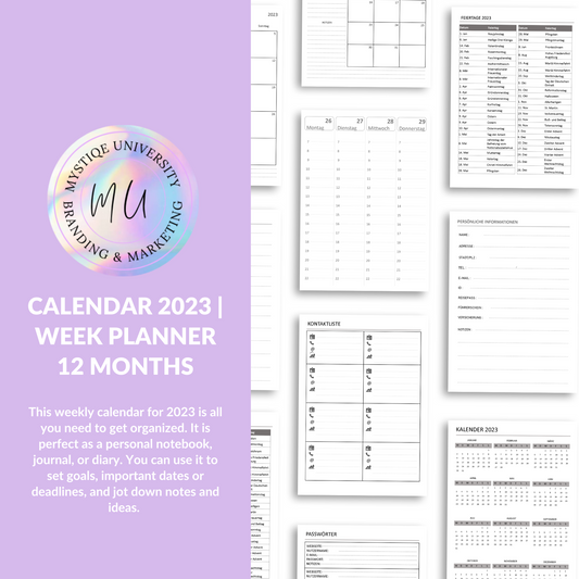 Calendar 2023 | Week Planner 12 Months