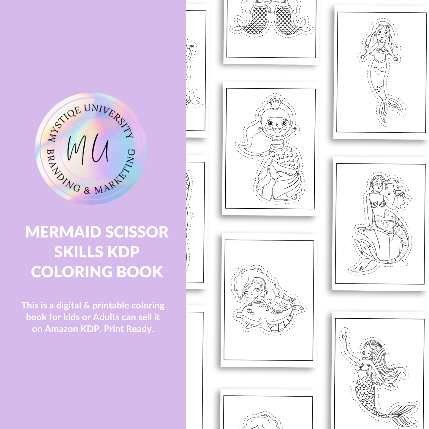 Mermaid Scissor Skills KDP Coloring Book