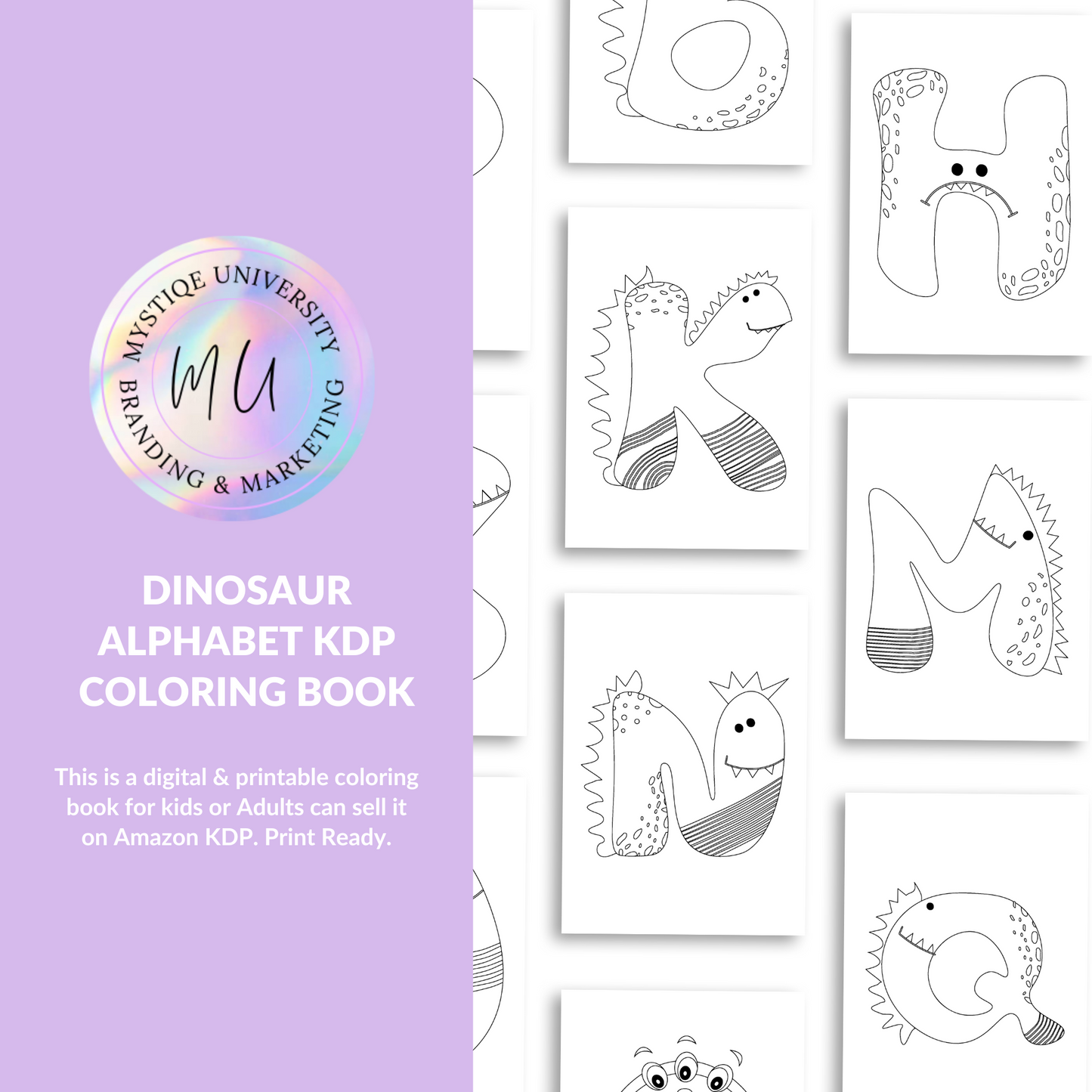 Libro para colorear del alfabeto de dinosaurios KDP