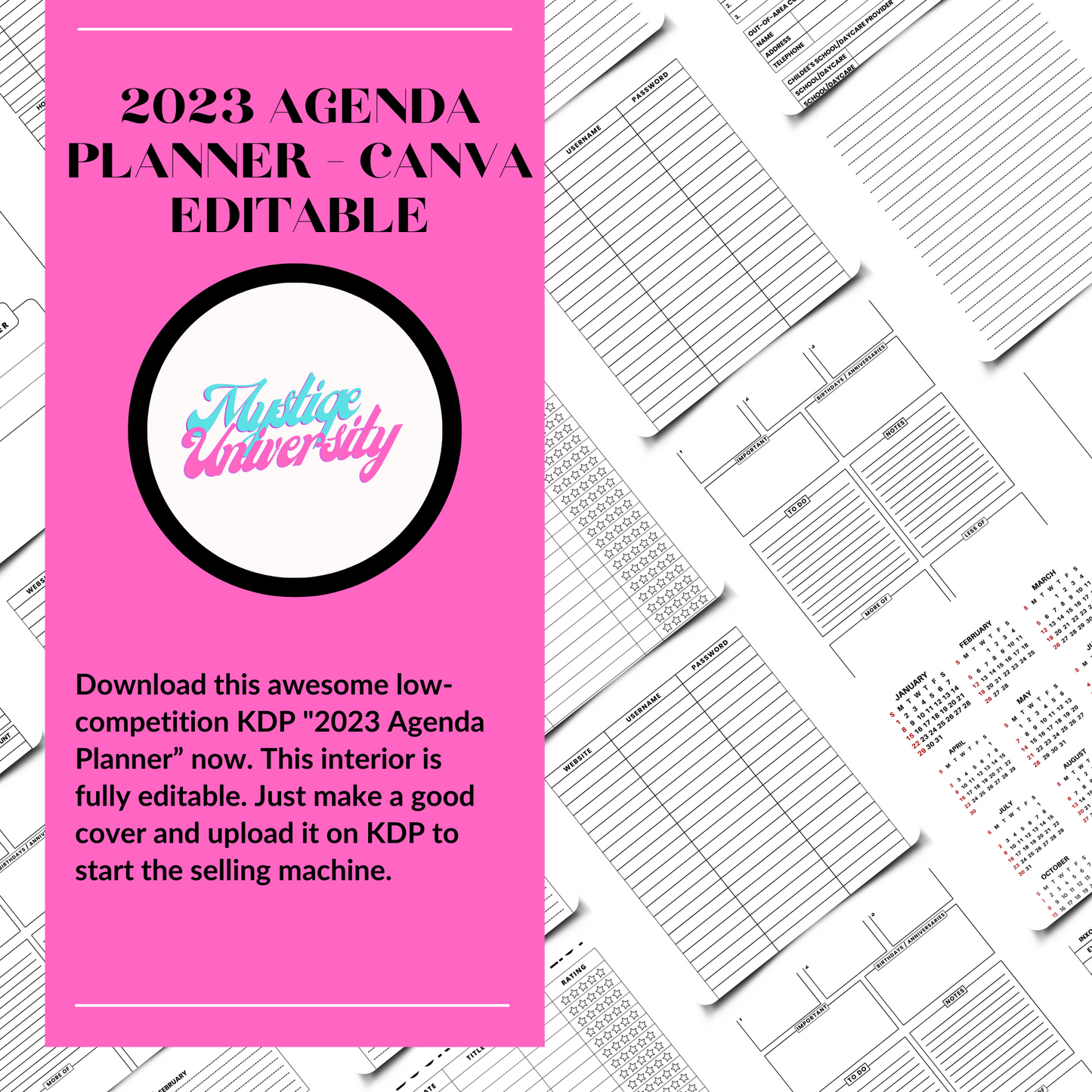 2023 KDP Agenda Planner - Canva Editable