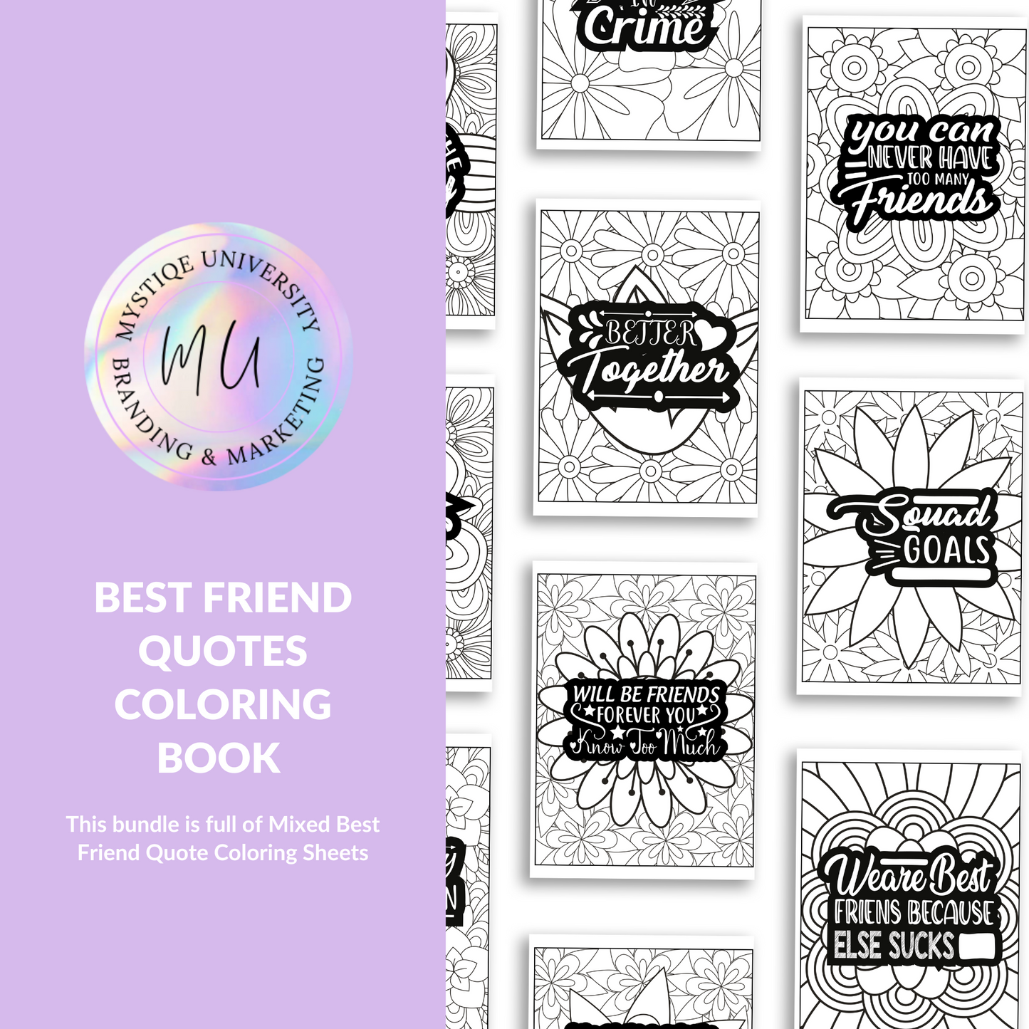 Best Friend Quotes Coloring Book Bundle