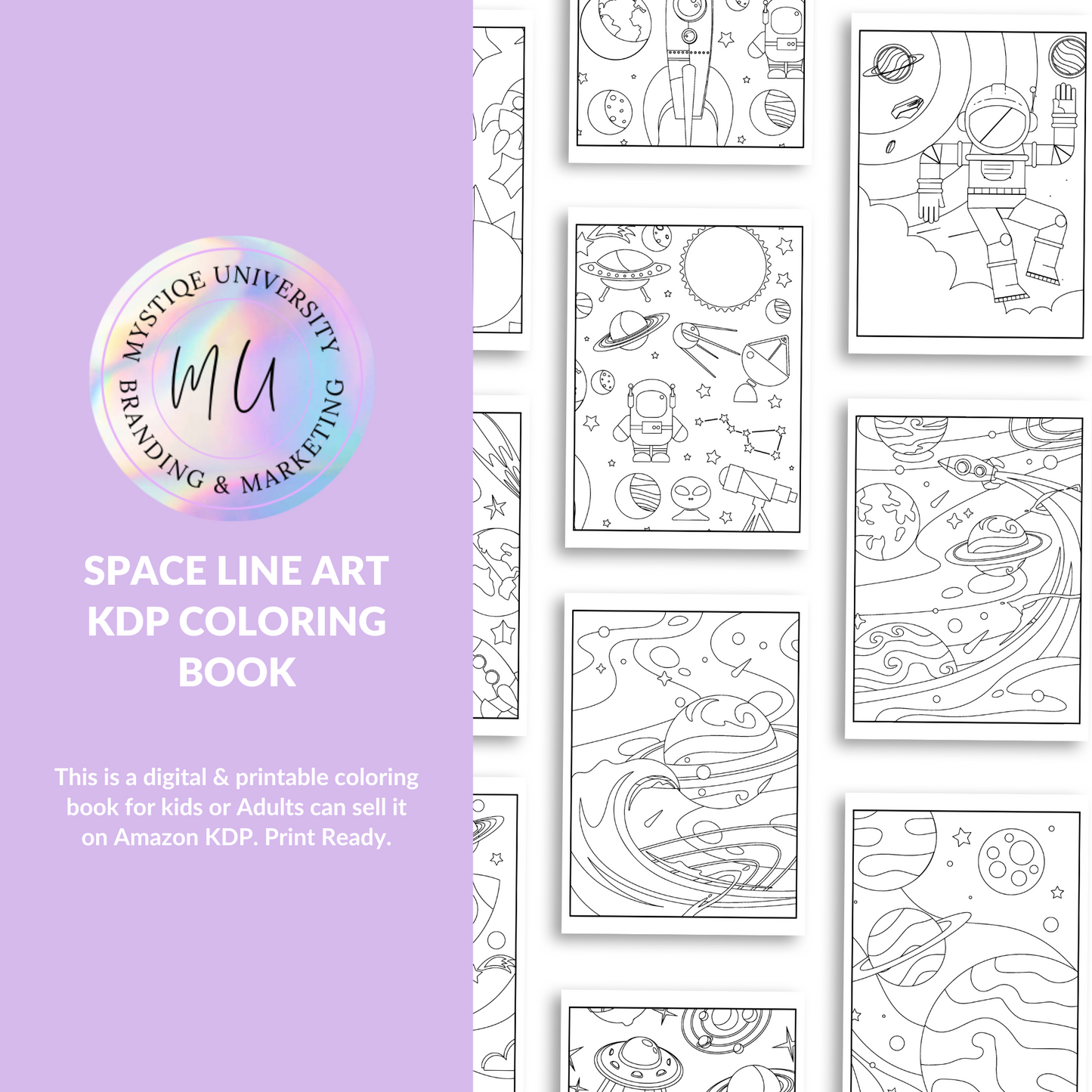 Space Line Art KDP Coloring Book