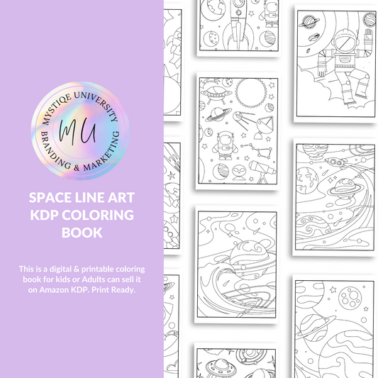 Space Line Art KDP Coloring Book