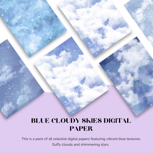 Blue Cloudy Skies Digital Paper