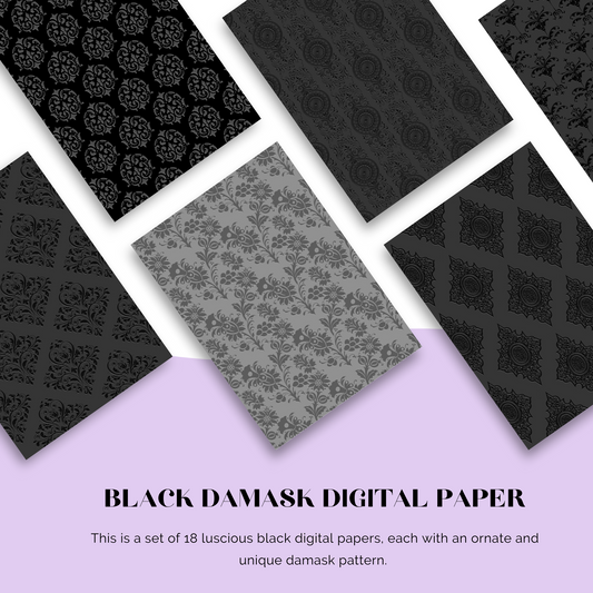 Black Damask Digital Paper