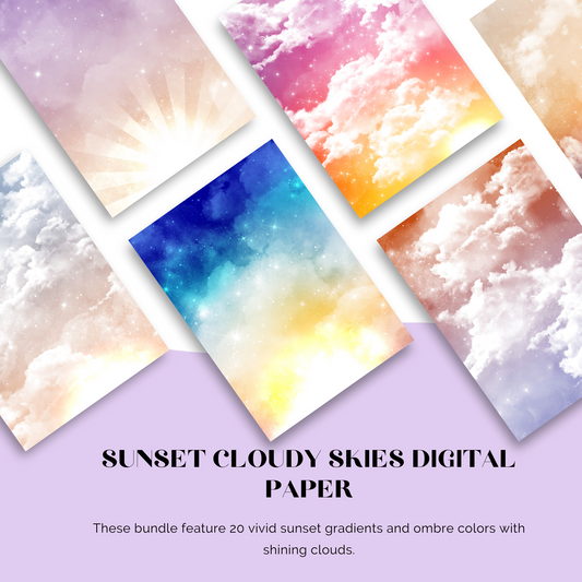 Sunset Cloudy Skies Digital Paper