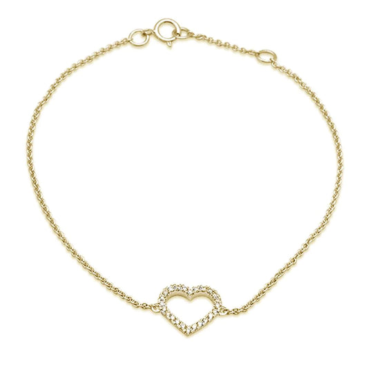 6"+ 1" Ext. .13ct 14k Gold Diamond Heart Bracelet