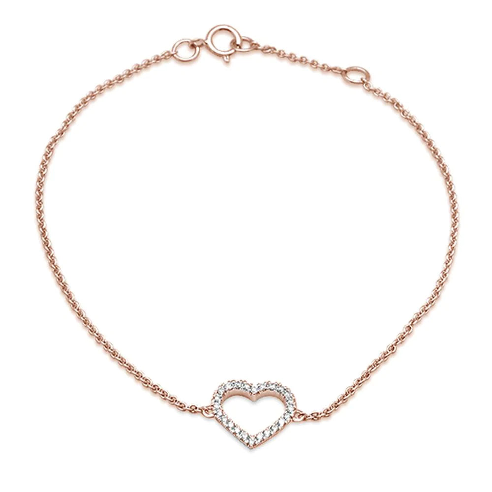 6"+ 1" Ext. .13ct 14k Gold Diamond Heart Bracelet