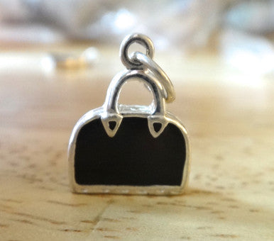 Black Enamel Purse Charm