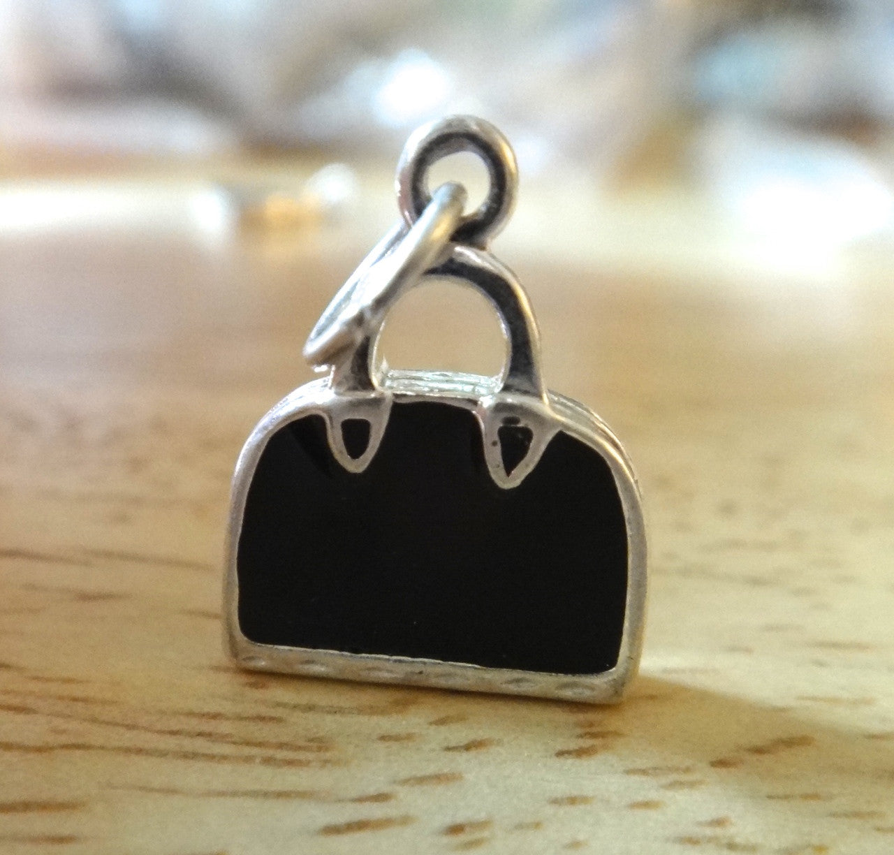 Black Enamel Purse Charm