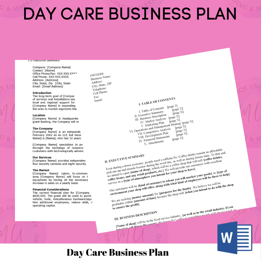 Day Care Business Plan