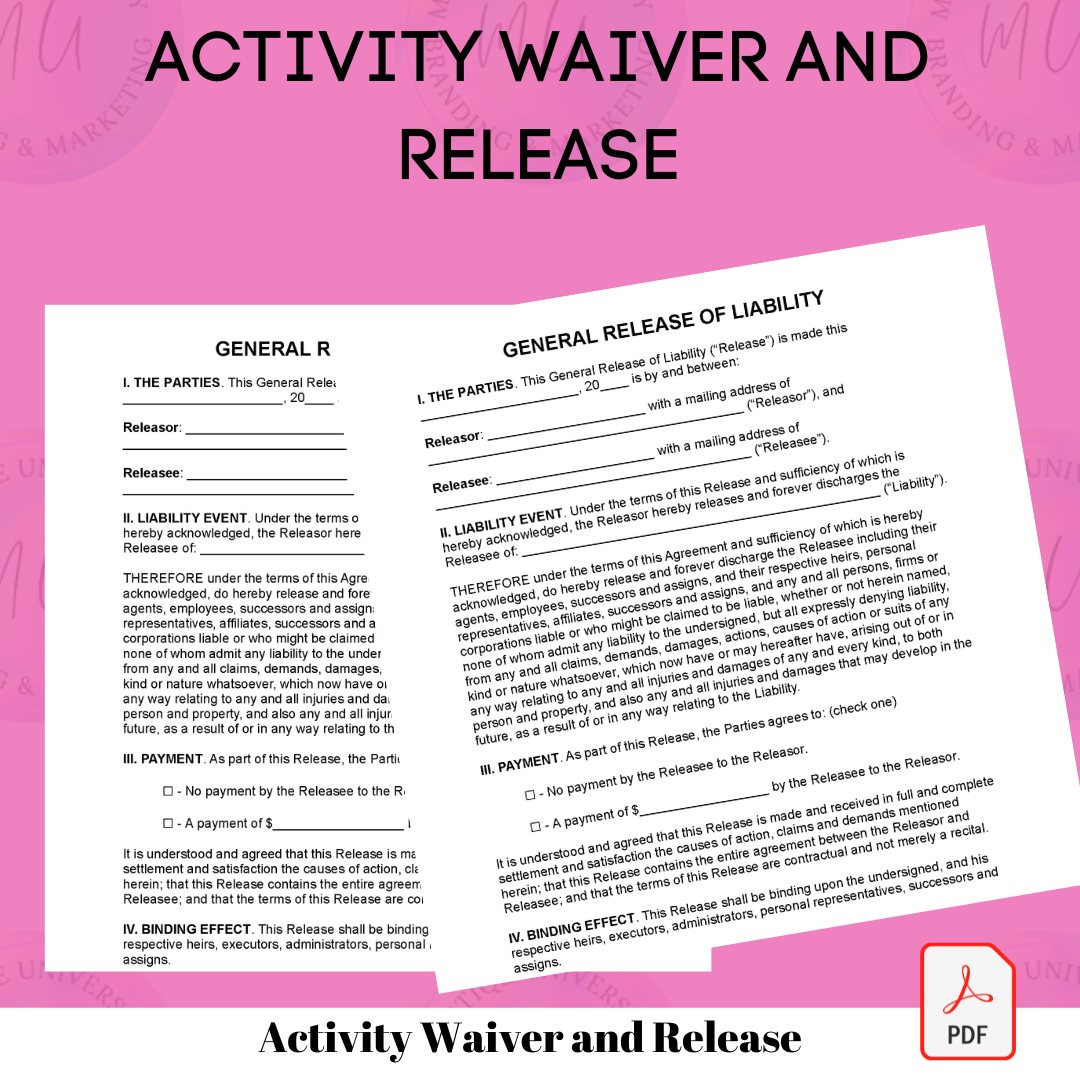 Activity Waiver and Release