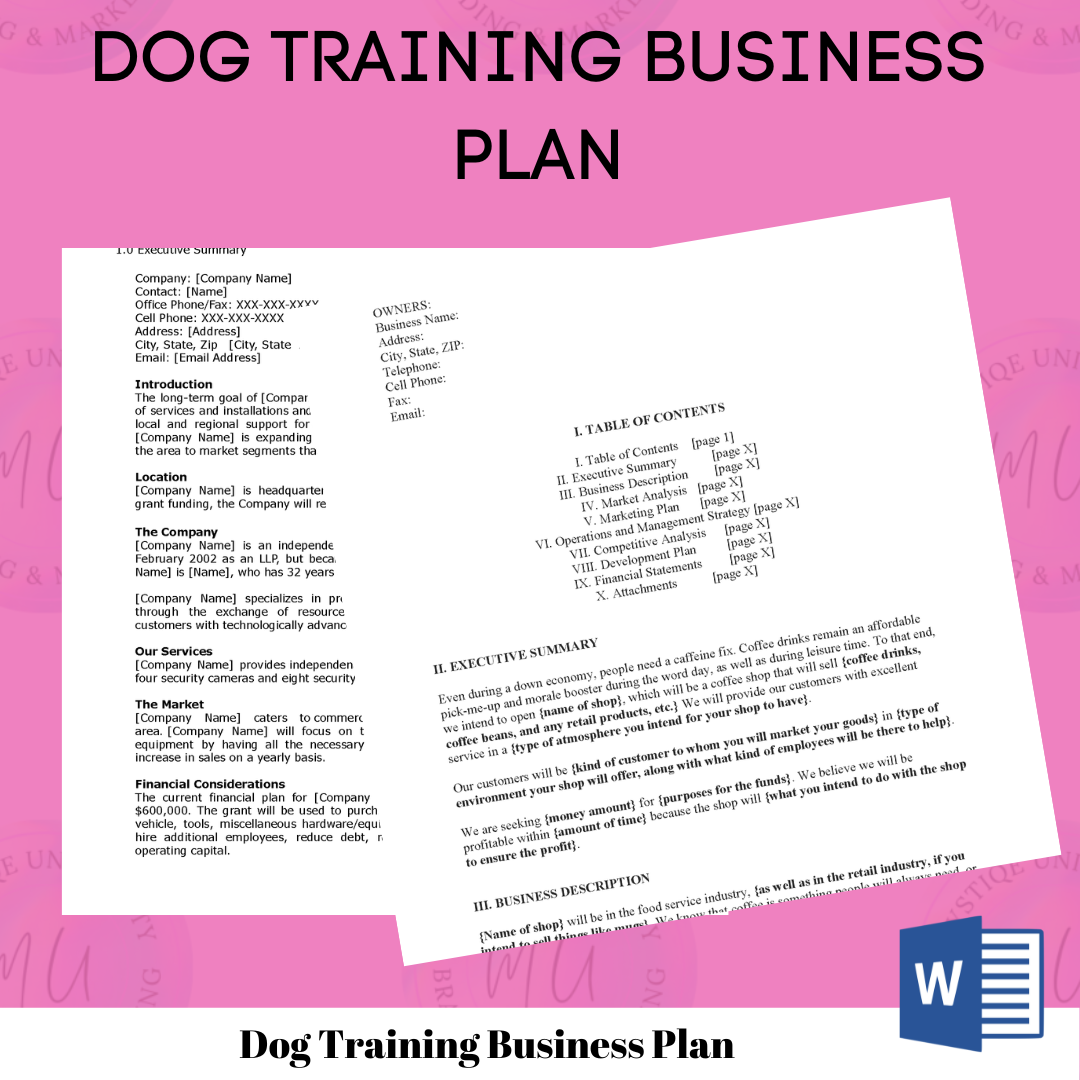 Dog Training Business Plan