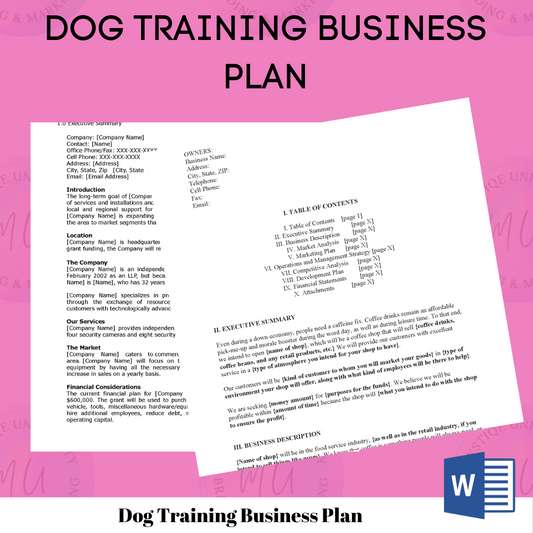 Dog Training Business Plan