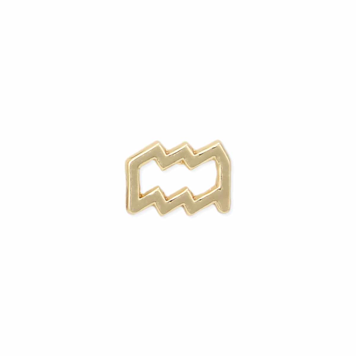 Aquarius Zodiac Gold Post Earrings