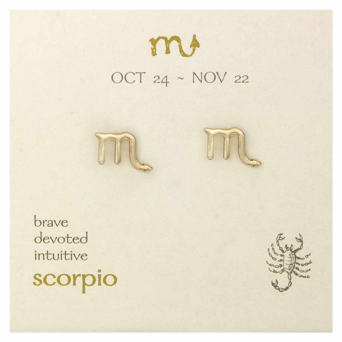 Scorpio Zodiac Gold Post Earrings