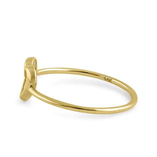 Solid 14K Gold Simple Open Heart Ring