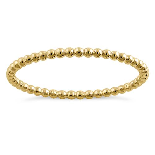 Solid 14K Yellow Gold Thin Beaded Ring