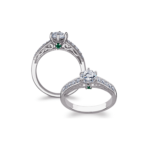 Sterling Silver CZ Solitaire Hidden Birthstone Wedding Ring