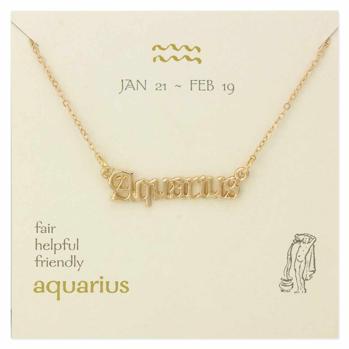 Aquarius Script Zodiac Necklace