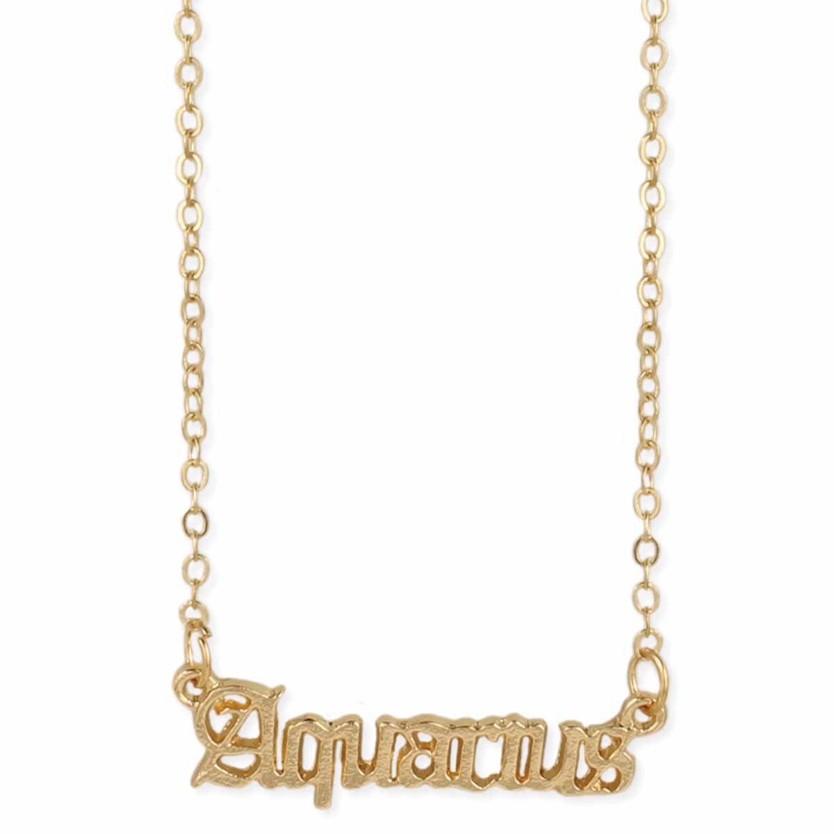 Aquarius Script Zodiac Necklace