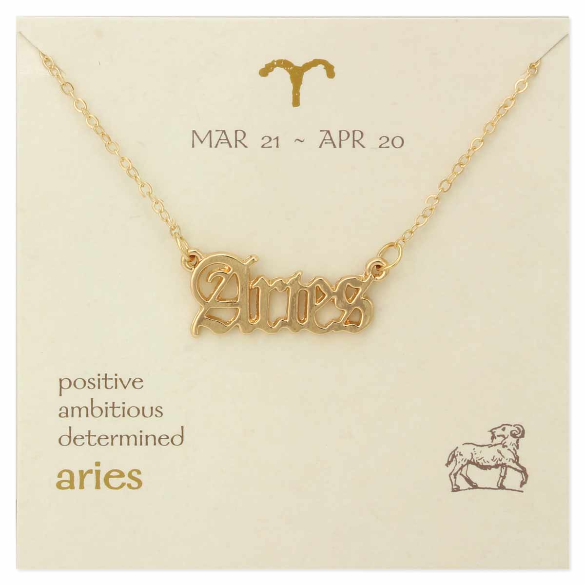 Aries Script Zodiac Necklace