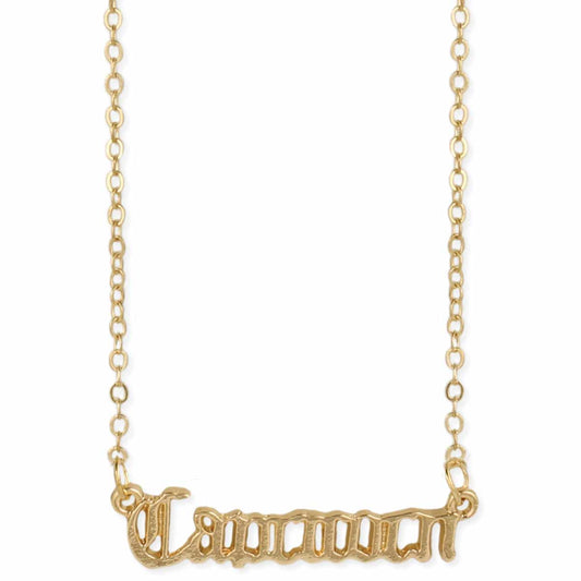 Capricorn Script Zodiac Necklace