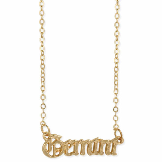 Gemini Script Zodiac Necklace