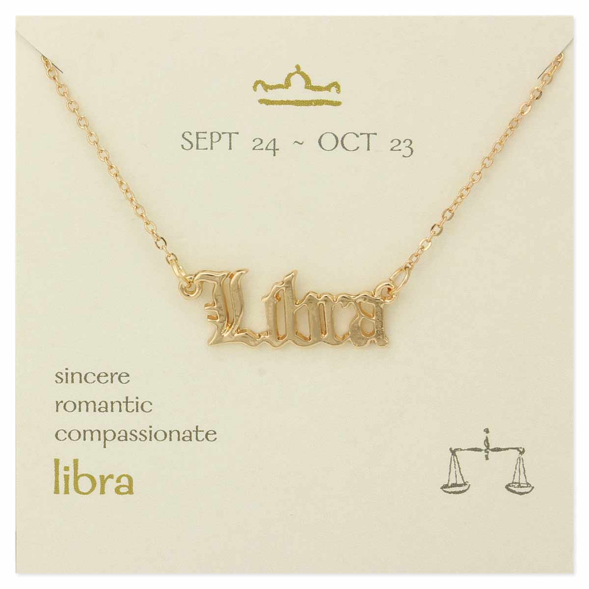 Collar del zodiaco con escritura de Libra 