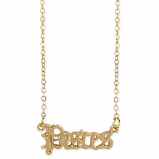 Pisces Script Zodiac Necklace