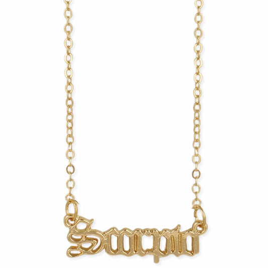 Scorpio Script Zodiac Necklace