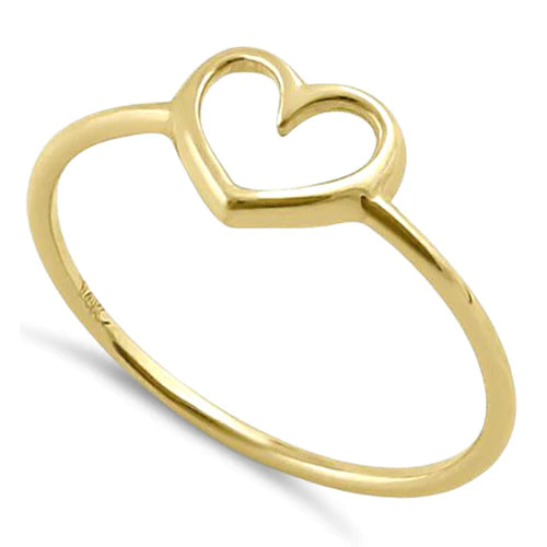 Solid 14K Gold Simple Open Heart Ring