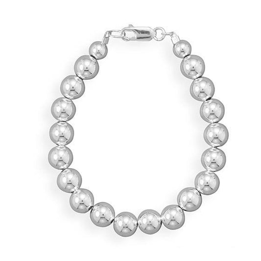 8mm Sterling Silver Bead Strand