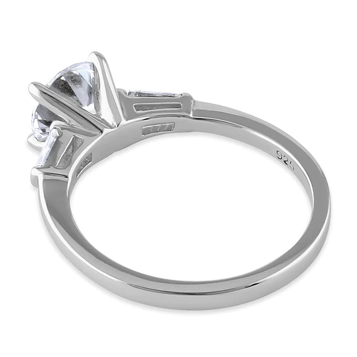 Sterling Silver Engagement Baguette CZ Ring