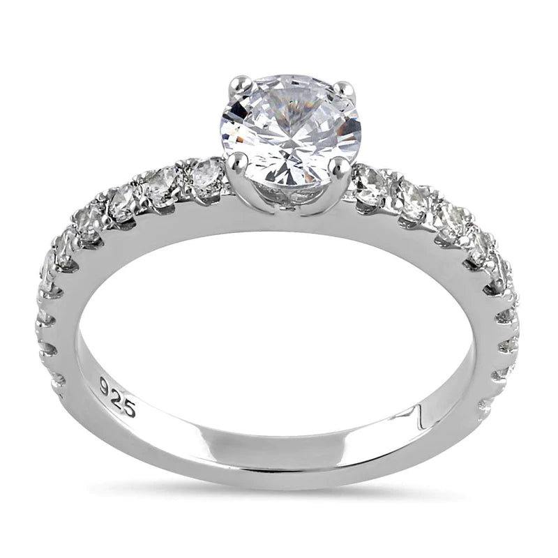 Sterling Silver Cali Chic 6.0mm Round Cut Clear CZ Engagement Ring