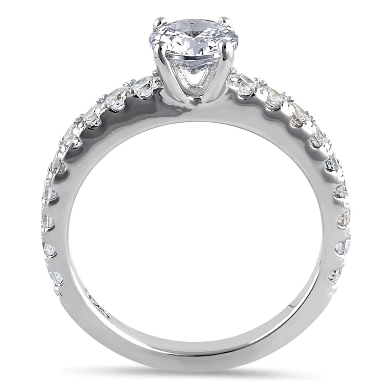 Sterling Silver Cali Chic 6.0mm Round Cut Clear CZ Engagement Ring