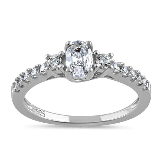 Sterling Silver Enchanted Oval Clear CZ Ring