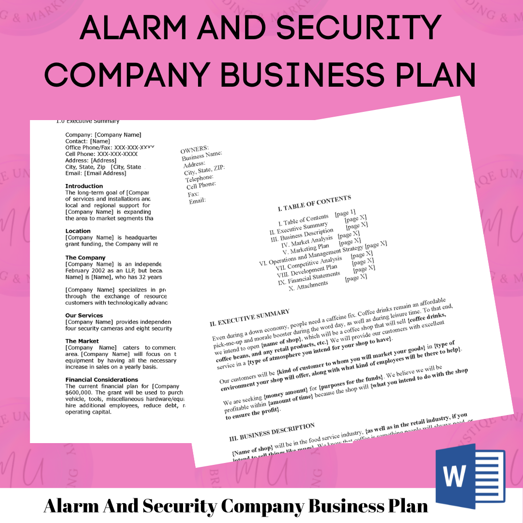 Alarm And Security Company Business Plan