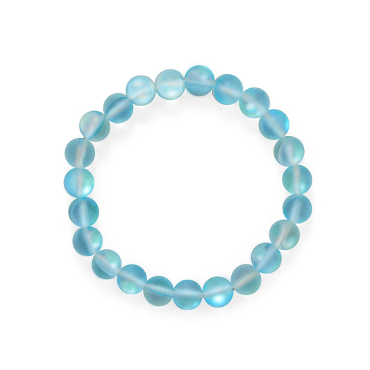 Ocean Wishes! Light Blue Glass Stretch Bracelet